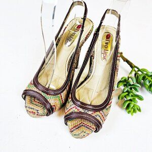 2/$20 Two Lips Slingback Heels 7.5